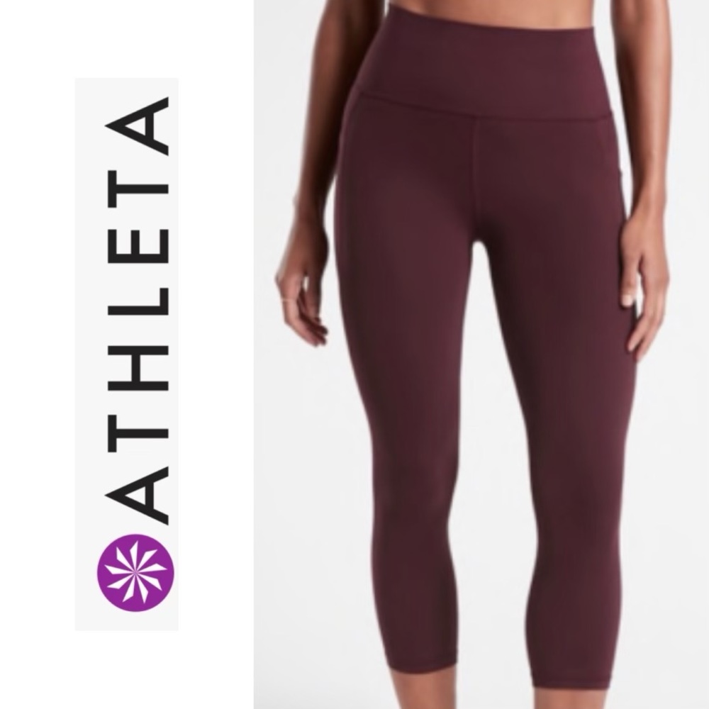Still in plastic!  Athleta Salutation Stash Pocket II Capri  1X Spiced cabernet